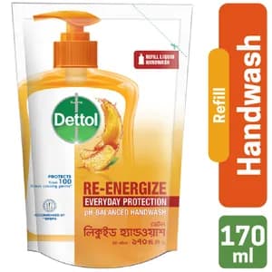 Dettol Handwash Re-energize 170ml Refill with pH-Balanced Liquid Soap formula