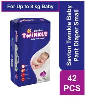 Savlon Twinkle Baby Pant Diaper Small 42's Pack (Upto 8kg)
